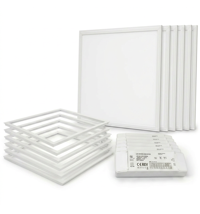 6 st. Troldtekt paneel + frame met veer - UGR19, 60x60, dimbare driver