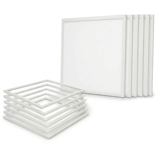 6x 60x60 Troldtekt paneel + frame met veren - Hoogte: 9mm, Complete set, 36W