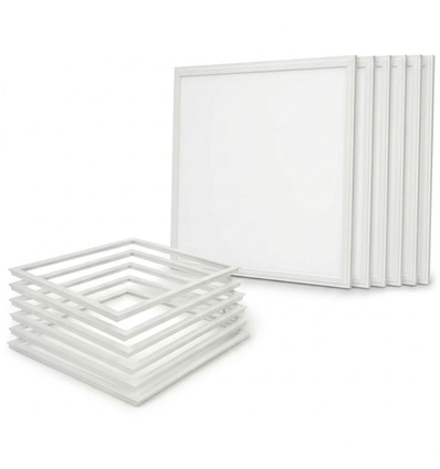 6x 60x60 Troldtekt paneel + frame met veren - Hoogte: 9mm, Complete set, 36W