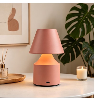 Oplaadbare LED tafellamp - Roze, touch dimbaar, 3-in-1, IP20 binnen