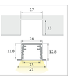 1 meter LED kastverlichting - 6mm hoog, 12V DC, 9W, met eindkap