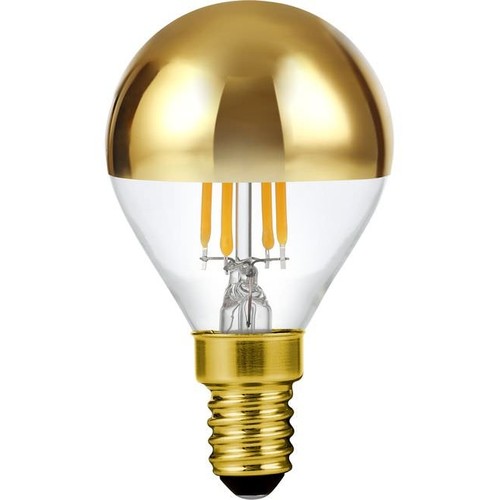 E14 4W dimbare LED kogellamp met kopspiegel - G45, filament, goud, 2500K