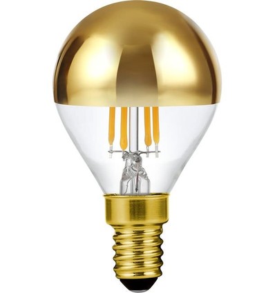 E14 4W dimbare LED kogellamp met kopspiegel - G45, filament, goud, 2500K