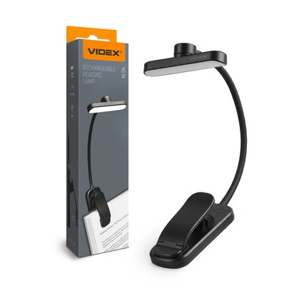 Zwarte oplaadbare LED-leeslamp - draagbaar, incl. lichtbron