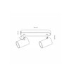 GU10 wand/plafondspot dubbel - Voor 2x GU10 lampen, wit, zonder lichtbron