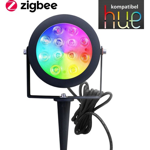 Outlet: Zigbee Pro LED Tuinspot 25W RGB+CCT, 2100LM, IP65, 230V - Zwart