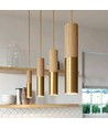 Fitting & plafondkap, Designer - Hout en goud look, 2m snoer