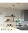 Fitting & plafondkap, Designer - Hout en goud look, 2m snoer