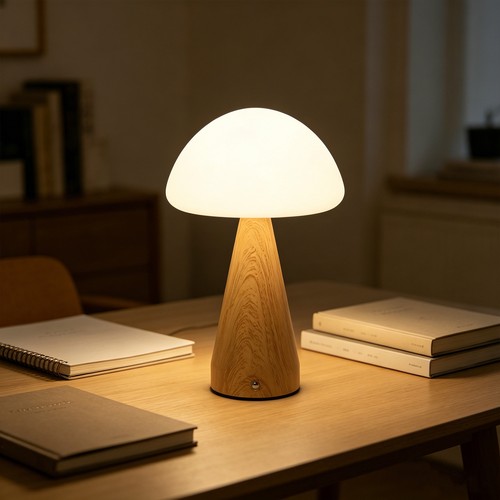 Oplaadbare LED-tafellamp - Hout, touch dimbaar, 3-in-1, IP20 binnen