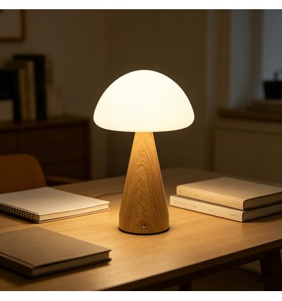 Oplaadbare LED-tafellamp - Hout, touch dimbaar, 3-in-1, IP20 binnen