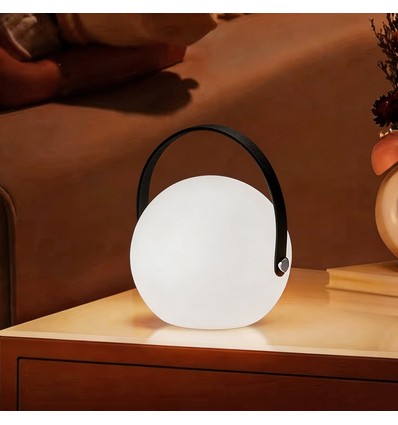 Oplaadbare RGB LED tafellamp Ø13cm - Wit, incl. afstandsbediening, IP54 buiten