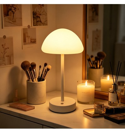 Oplaadbare LED tafellamp Binnen/Buiten - Wit, touch dimbaar, 3-in-1, IP20 binnen