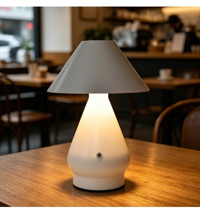 Oplaadbare LED tafellamp - Wit, Ø16cm, 21,5cm hoog, touch dimbaar, 3-in-1, IP20 binnen
