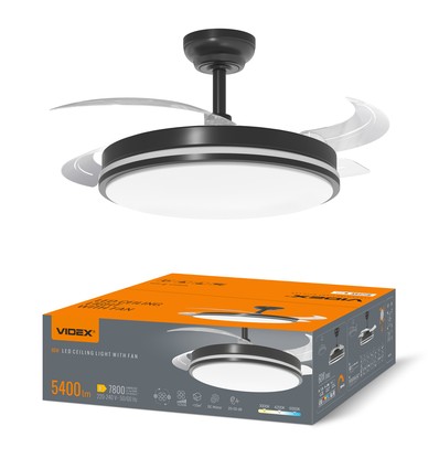 60W LED plafondlamp met ventilator - CCT, zwart, incl. afstandsbediening