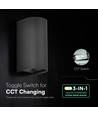 10W LED wandlamp - 3-in-1 CCT, IP65, zwart, up/down light