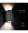 10W LED wandlamp - 3-in-1 CCT, IP65, zwart, up/down light