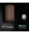 10W LED wandlamp 3-in-1 - Corten behuizing, IP65, up/down light, incl. lichtbron