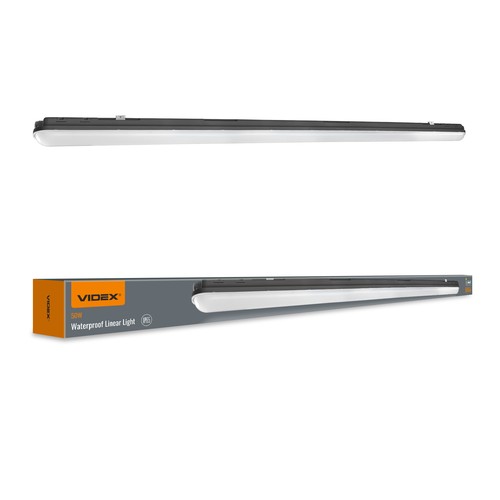 150cm 50W zwart LED armatuur - IP65, 5000K, doorvoerbedraad