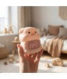 MOCHI Grijze nachtlamp met klok van zachte siliconen - oplaadbaar, kleurwissel + warm wit