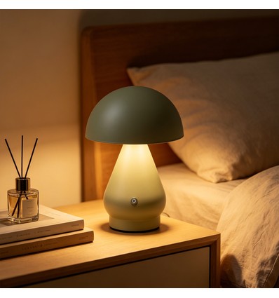 Oplaadbare LED tafellamp - Groen, Ø15cm, 22cm hoog, touch dimbaar, 3-in-1, IP20 binnen