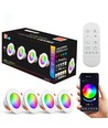 4 st. RGB+CCT Smart Home downlight - 5W LED, Bluetooth, afstandsbediening