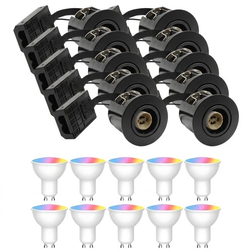 10 st. Wifi inbouwspot Inno88 - Incl. Smart Home GU10 lampen, zwart, IP44, geschikt voor isolatie