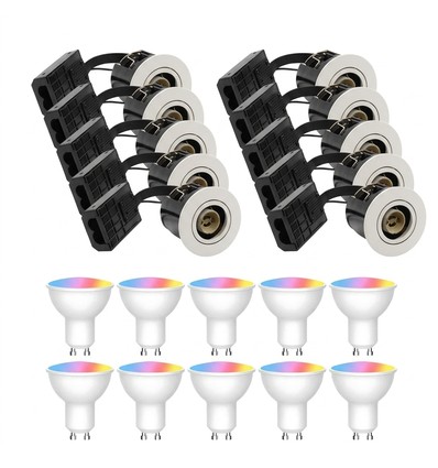 10 st. Zigbee inbouwspot Inno88 - Incl. Hue-compatibele GU10 lampen, wit, IP44, geschikt voor isolatie