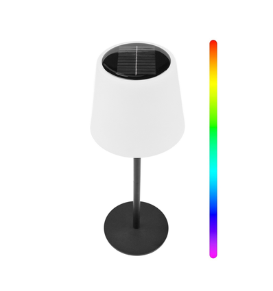 Oplaadbare RGBW LED tafellamp met zonnecel - Wit, afstandsbediening