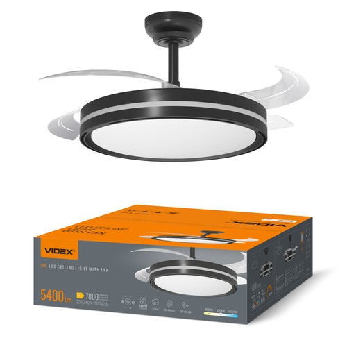Plafondlamp met verborgen ventilator - RA90, CCT, 60W, zwart