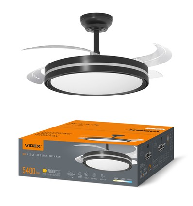 Plafondlamp met verborgen ventilator - RA90, CCT, 60W, zwart
