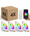 4 stuks RGB+CCT Smart Home downlight - 5W LED, Bluetooth, Google Home & Alexa