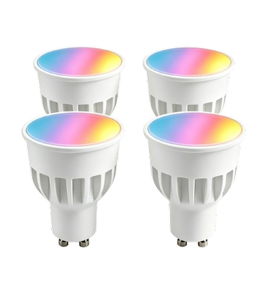 4x GU10 5W Smart Home LED lamp - Bluetooth, 6,6 cm, werkt met Google Home, Alexa en smartphones