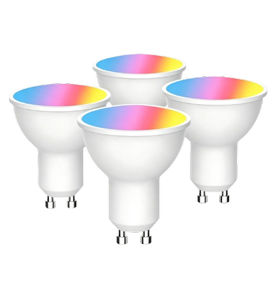 4x GU10 5W Smart Home LED-lamp - Bluetooth, RGB+CCT, Tuya/Smart Life