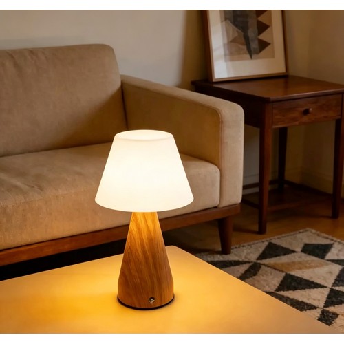 Oplaadbare LED-tafellamp - Hout, touch dimbaar, 3-in-1, IP20 binnen