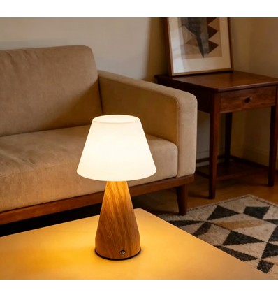 Oplaadbare LED-tafellamp - Hout, touch dimbaar, 3-in-1, IP20 binnen