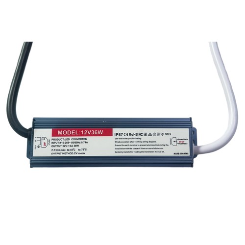 36W / 12V DC voeding - 3A, IP67 waterdicht