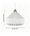 Keramische E27 hanglamp - Geplooid, wit/messing, 2m snoer, Ø27x23cm, zonder lichtbron