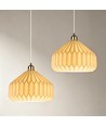 Keramische E27 hanglamp - Geplooid, wit/messing, 2m snoer, Ø27x23cm, zonder lichtbron