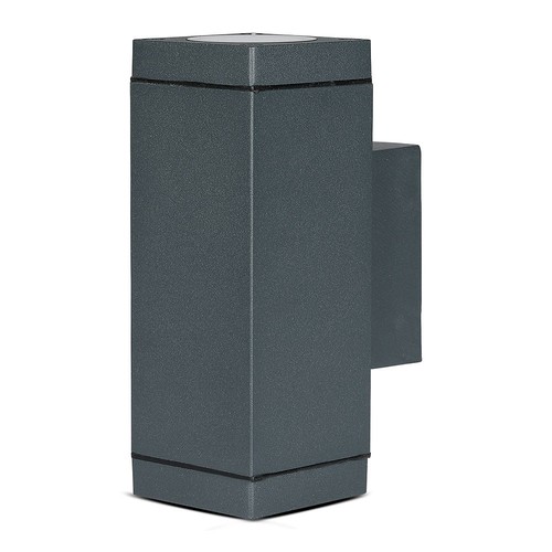 GU10 wandlamp met up/down licht - IP44 buiten, donkergrijs, zonder lichtbron