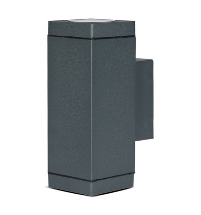 GU10 wandlamp met up/down licht - IP44 buiten, donkergrijs, zonder lichtbron