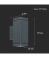 GU10 wandlamp met up/down licht - IP44 buiten, donkergrijs, zonder lichtbron