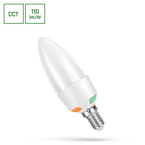 E14 6W LED kaarslamp - C37, CCT, 3-staps watt-instelling, incl. lichtbron