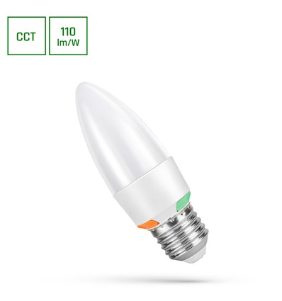 E27 6W LED kaarslamp - C37, CCT, 3-in-1 lichtkleur, incl. lichtbron