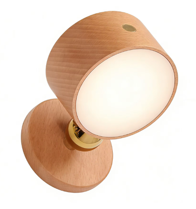 4W Oplaadbare wandlamp - IP20, Rond, Houtlook, 360° draaibaar, incl. lichtbron