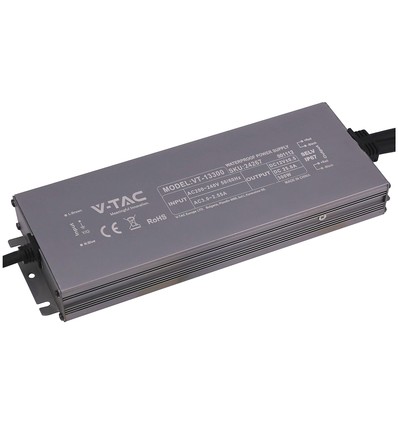 300W / 12V DC Voeding voor LED strips - 25A, IP67 Waterdicht