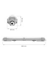 60cm Limea T8 LED-armatuur, doorvoerbedraad - Voor 1x 60cm LED-buis, IP65 waterdicht