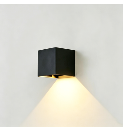 3W CUBIC PRO wandlamp - IP65, zwart, doorlusbaar, verstelbaar, vierkant, buiten, incl. lichtbron