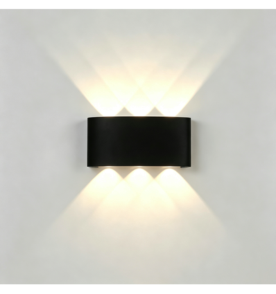 6W CUBIC PRO wandlamp - IP65, zwart, doorlusbaar, verstelbaar, vierkant, op/neer, buiten, incl. lichtbron