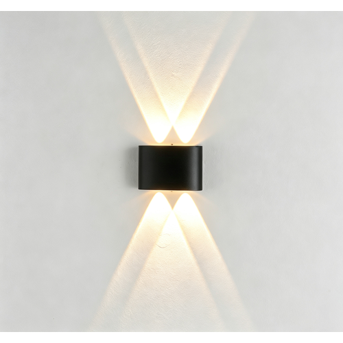 4W wandlamp - IP65, zwart, up/down, buiten, incl. lichtbron