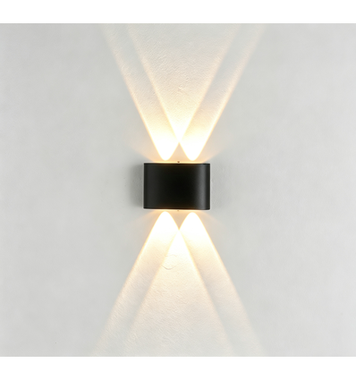 4W wandlamp - IP65, zwart, up/down, buiten, incl. lichtbron